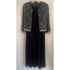 Jessica Howard Black Lace Jacket Dress Elegant Evening Sz 8